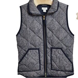 J.Crew Size XS Herringbone Down Puffer Vest Quilted Full Zip Fall‎ Hike Outdoor